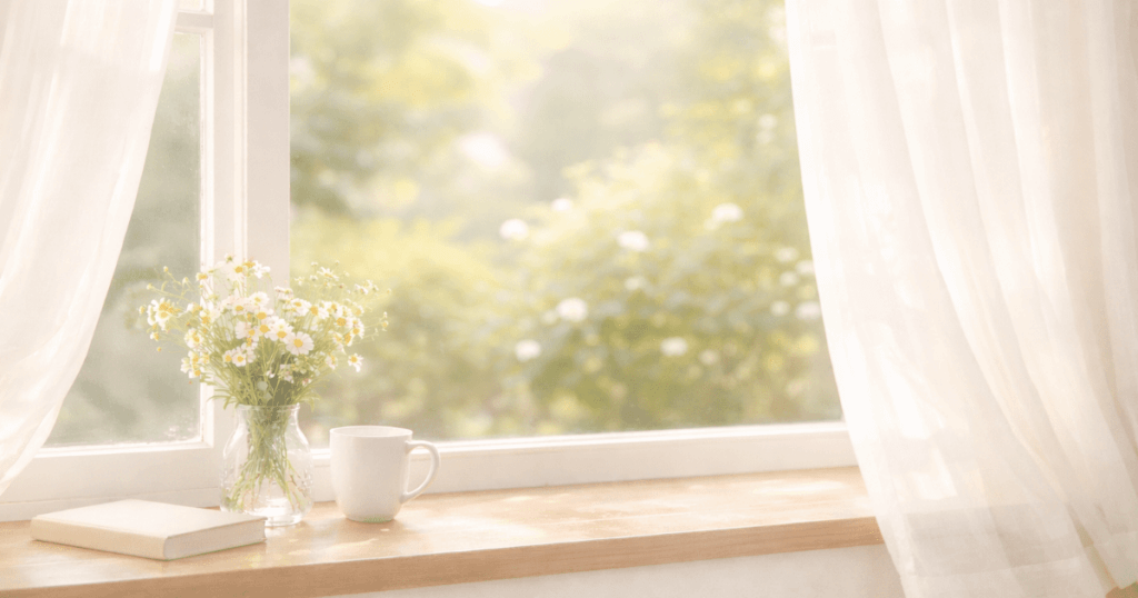 やわらかな光が差し込む白い室内空間。自律神経の緊張がゆるむイメージ