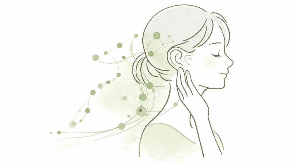 優しい線で耳とつながるイメージ