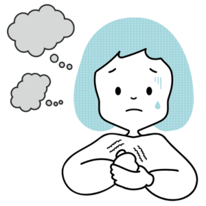 不安が強まると首や肩に力が入り、体が緊張しやすくなる様子